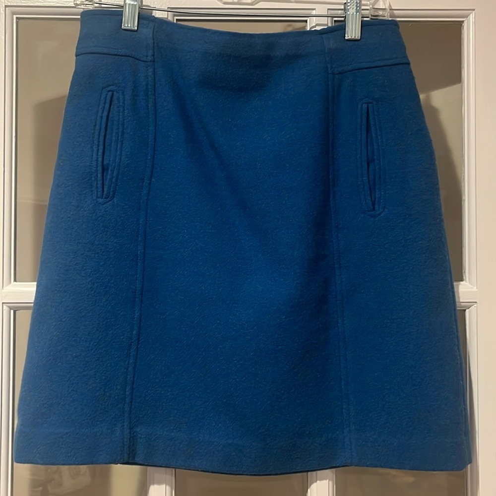 Blue wool pencil skirt